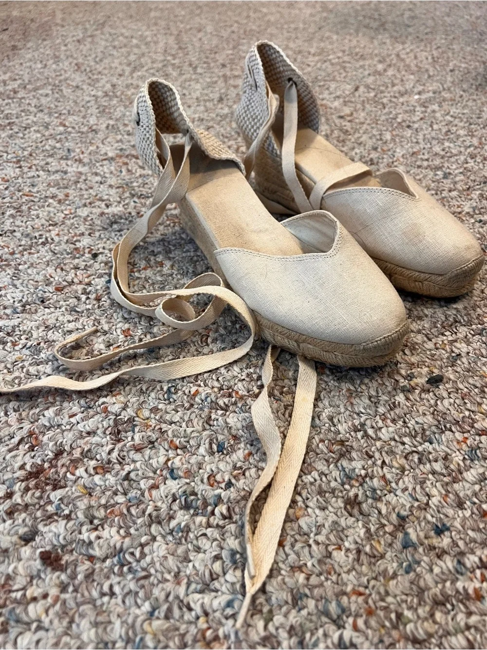 Soludos Natural Canvas Lace-Up Espadrille Flats